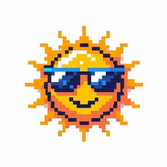 Obraz premium Pixelated Sun With Sunglasses Graphic suitable for multimedia project