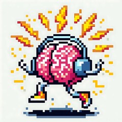 Fototapeta premium Pixel Brain Beats Creative Thinking suitable for website background