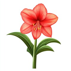 Naklejka premium cute cartoon amaryllis flower isolated on white background
