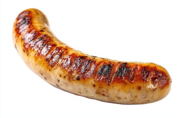 Delicious grilled german sausage on white blackground food photography savory culinary delight