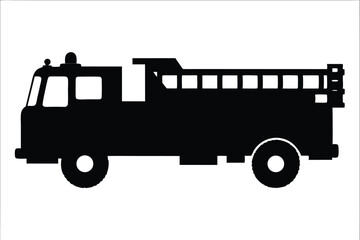 fire fighter truck silhouette, fighter truck black vector