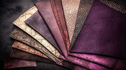 Luxury Leather Texture Samples, Purple Brown Swatches