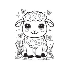 vector illustration of cartoon sheep