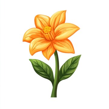 cute cartoon azalia flower isolated on white background 