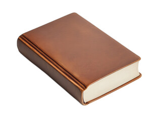 Classic Brown Leather Book Cover Isolated on White Background