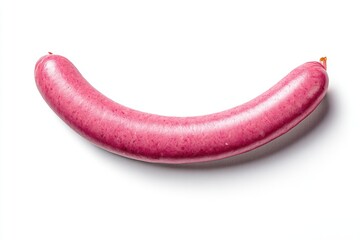 Delicious cooked sausage lying against plain white background studio shot food photography style product shot