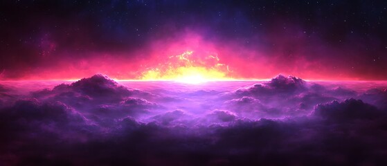 Naklejka premium Sunrise Over Cosmic Clouds