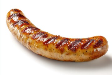 Delicious grilled sausage on bright white backdrop enticing grilling flavor and culinary delicacy studio shot