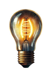 vintage light bulb on white background, illustration.