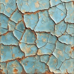 Obraz premium Cracked paint texture on aged metal surface with rusty and weathered industrial detail