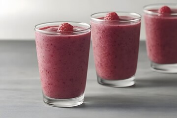 Refreshing Raspberry Smoothies in Glasses