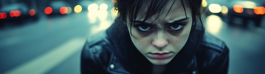 Fototapeta premium Angry Woman City Night