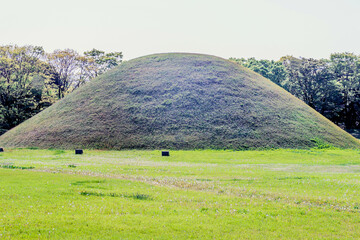 Large mound of royal tomb in Gyeongju city, South Korea.