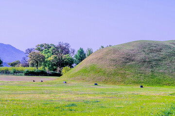Large mound of royal tomb in Gyeongju city, South Korea.