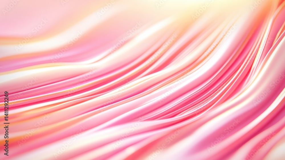 Poster abstract flowing pink and white waves with soft gradients, creating a serene and calming background