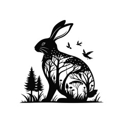 Easter bunny rabbit vector illustration with cute cartoon style and spring holiday theme