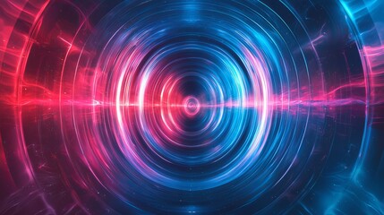 Obraz premium A vibrant abstract design with swirling pink and blue light patterns creating a hypnotic effect.