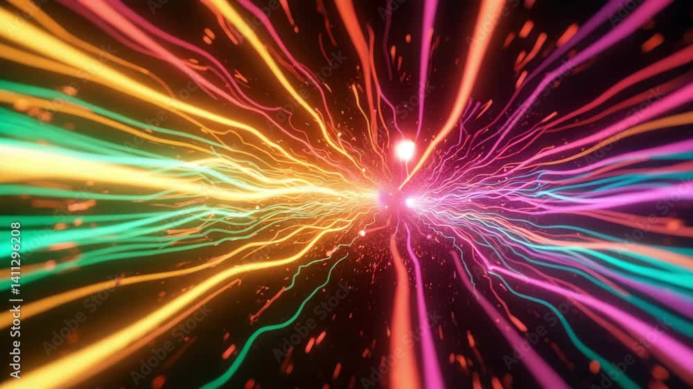 Poster colorful energy waves flowing in spiral motion creating dynamic abstract visuals for modern backgrou