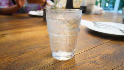 A clear glass filled with ice gives a refreshing and cool feeling