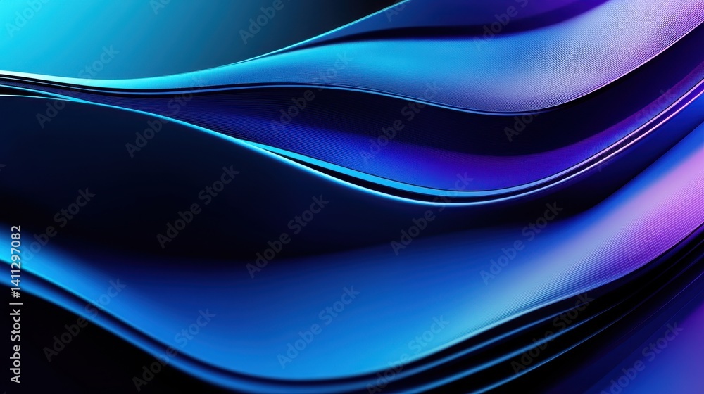 Poster abstract waves of blue and purple flowing seamlessly, creating a mesmerizing visual effect