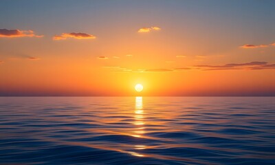 Fototapeta premium A picturesque sunset with cloud formations above water.