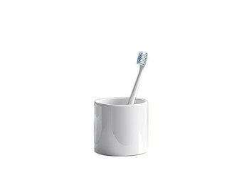 Modern Toothbrush in White Ceramic Holder for Daily Oral Hygiene