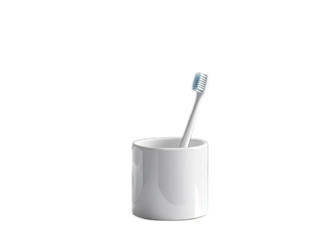 Modern Toothbrush in White Ceramic Holder for Daily Oral Hygiene