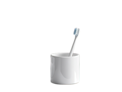 Modern Toothbrush in White Ceramic Holder for Daily Oral Hygiene