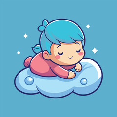 Little cartoon angel baby enjoys a bubbly bath with a smile