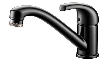 Black Kitchen Faucet: Sleek, modern black kitchen faucet with a single lever handle and a curved spout.  Perfect for contemporary kitchen design. 