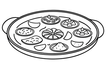 paella line art creative illustration of classic seafood dish
