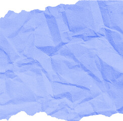 Crumpled purple torn ripped notepaper sheet texture isolated on transparent background. Crumpled blank paper texture with torn edges