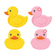 Rubber Duck Toys Vector Illustration