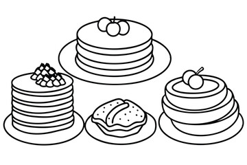 pancakes line art drawing for minimalist breakfast lovers