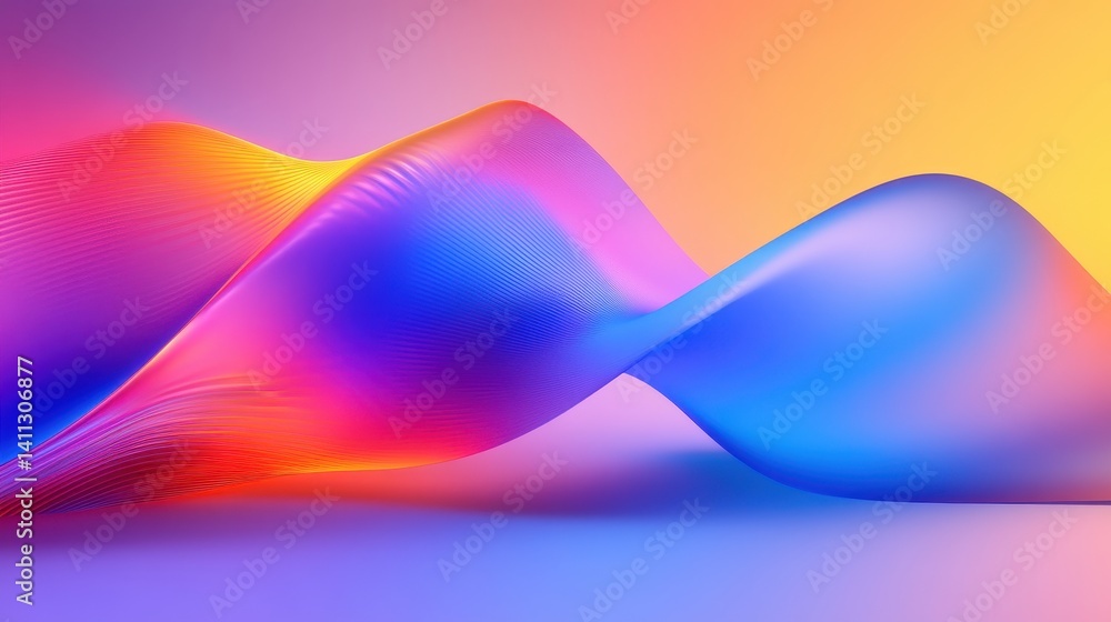 Poster vibrant abstract waves of color flowing gracefully against a soft gradient background