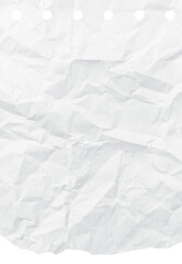 Crumpled white torn ripped notepaper sheet texture isolated on transparent background. Crumpled blank paper texture with torn edges