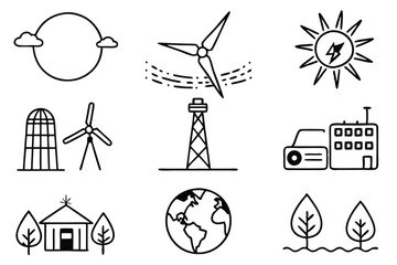 renewable energy im line art solar panel outline
