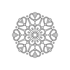round lace ornament. Minimalist Mandala Line Art for Printing