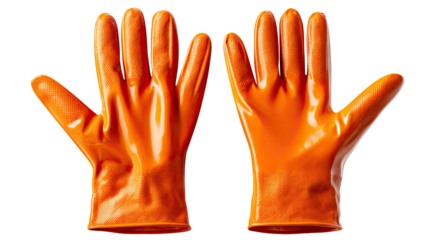 Orange Protective Gloves: A pair of vibrant orange protective gloves, designed for safety and practicality, are presented against a clean background, showcasing their durable and resilient material.