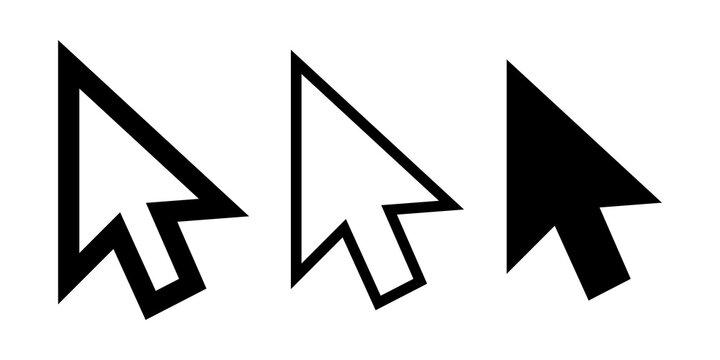 Computer mouse click arrow icon set