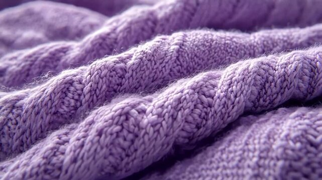 Close-up of soft, purple knit fabric with a cozy and elegant texture.