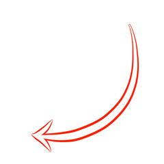 curved arrow pointing to the left. The arrow is white with a bold red outline, set against a black background