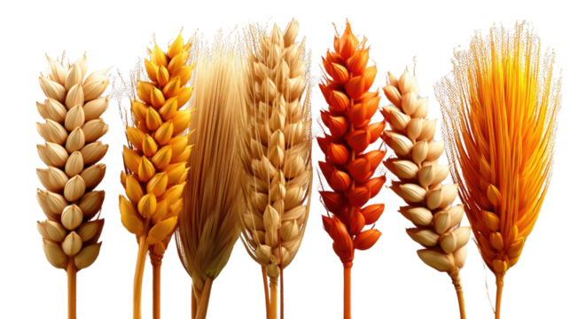 Golden Grain's Delight: A vibrant composition of various wheat varieties stands as a visual testament to the bounty of agriculture, showcasing textures and hues in striking detail.