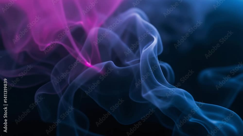 Poster swirling colorful smoke patterns in dark background creating ethereal and dreamlike atmosphere for a