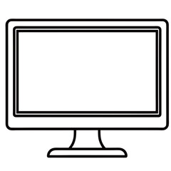 Simple outline illustration of a desktop computer monitor with a blank screen, ideal for digital workspace, office setups, and technology-related designs.