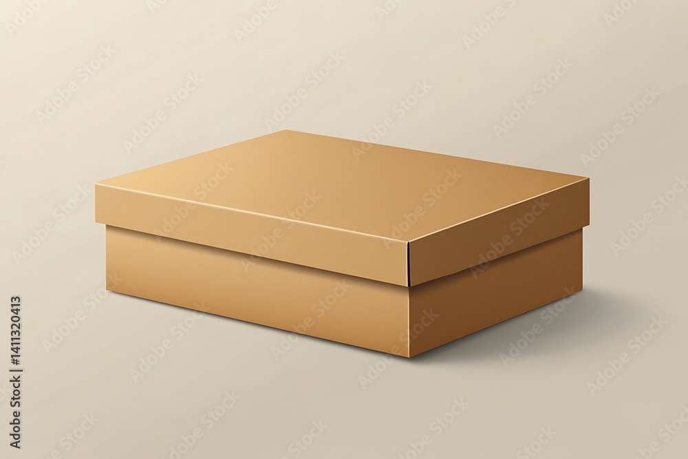 Poster opened and closed brown cardboard box on gray background. 3d rendering