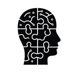 Human Head Silhouette Puzzle Pieces Representing Mind Intelligence And Creativity
