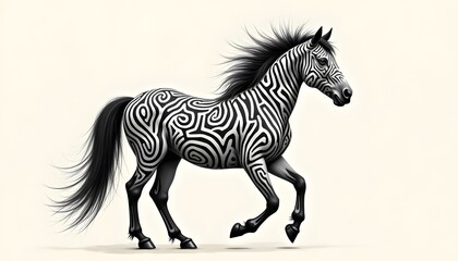 Fototapeta premium Black and White Zebra Horse