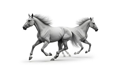 Obraz premium Two White Horses Galloping Together