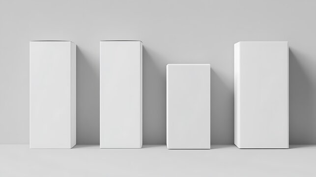 Blank white box mockup on white background. 3d rendering